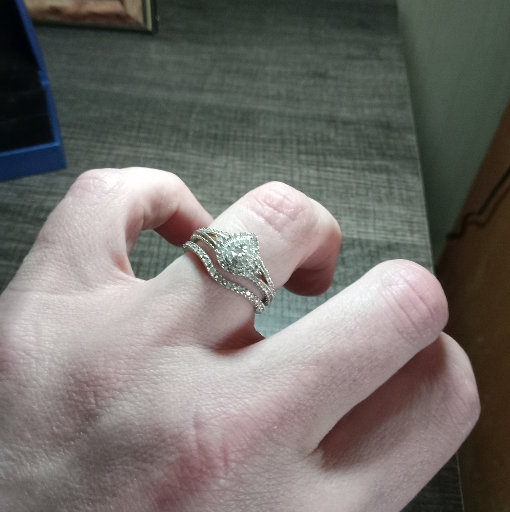 Sterling Silver Diamond Ring Set - image 2